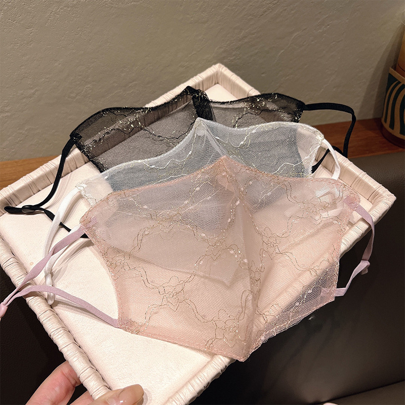 2023 New Trendy Sunscreen Lace Face Mask with High Fashion Design, Washable and Breathable, Lifestyle Decor Face Cover for Women
