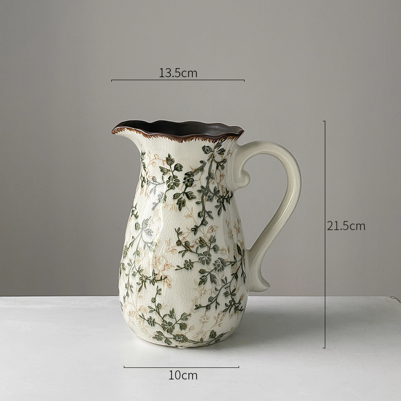 Pastoral retrógrado flor de cerámica pequeña flor de rosa verde grietas de hielo nuevo estilo chino decoración de escritorio de sala de estar estudio