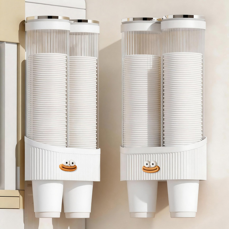 Disposable cup dispenser, large size, wide diameter, no-drill required, automatic paper cup dispenser for water dispenser, transparent wall-mounted storage rack Disposable cup dispenser, large size, wide diameter, no-drill required, automatic paper cup dispenser for water dispenser, transparent wall-mounted storage rack