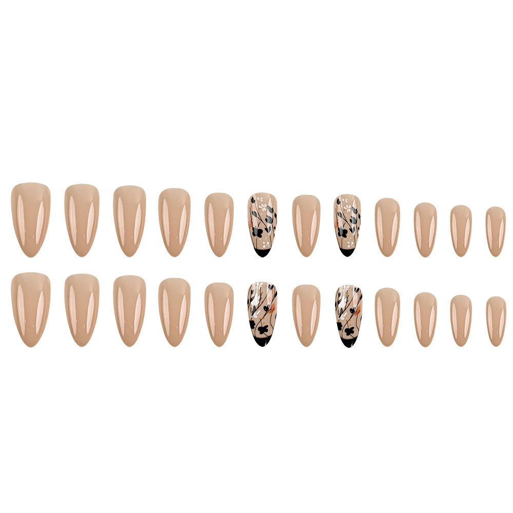 Ventas transfronterizas en caliente pastílico tulip manicure simple parche de uñas falsas blancas bordes negros clásicos desgaste de uñas image 6
