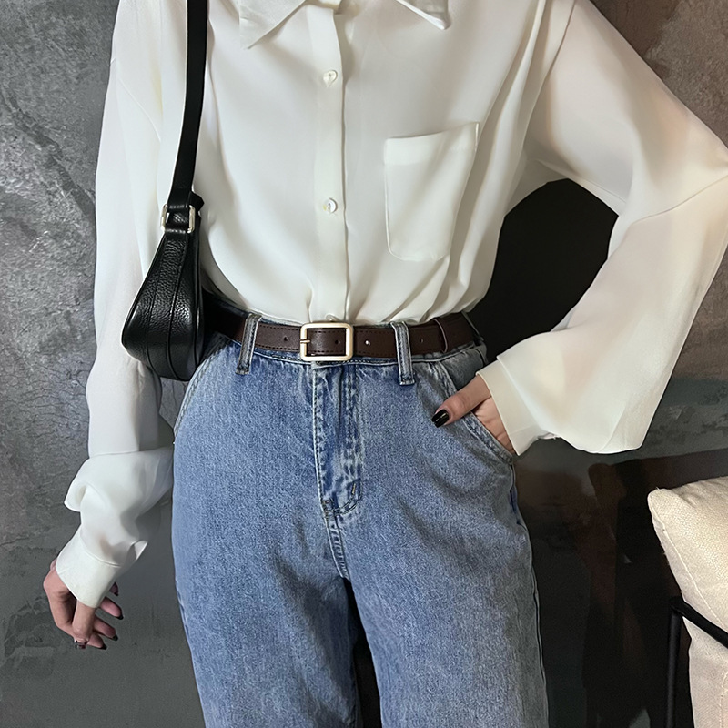 Classic Black Small Belt Women Ins Style Fashion Belt All-match Fine Decoration Vintage Student Jeans Belt