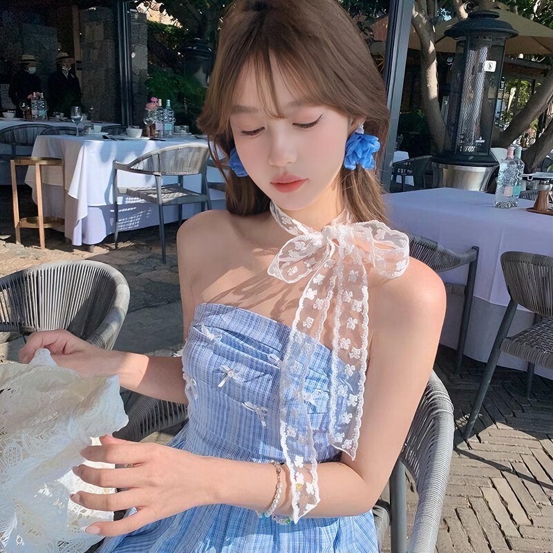 蝴蝶结蕾丝丝带丝巾女新款夏季度假风氛围感颈带装饰发带发绳|undefined