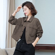 红色工装牛仔外套女短款夹克衫上衣欧货潮春秋装年新款欧洲站