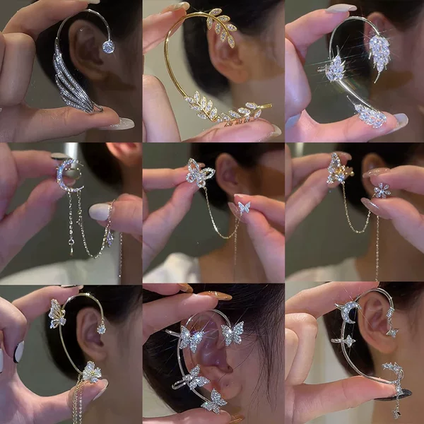 Shake the sound of the new simple fashion super flash diamond butterfly flowers ladies without earholes tassel earrings wholesale