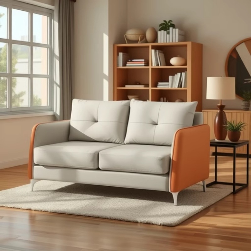 Rental Apartment Living Room Straight-Row Sofa, Simple and Easy Fabric Sofa Customization, Apartment and Homestay Double Sofa Chair