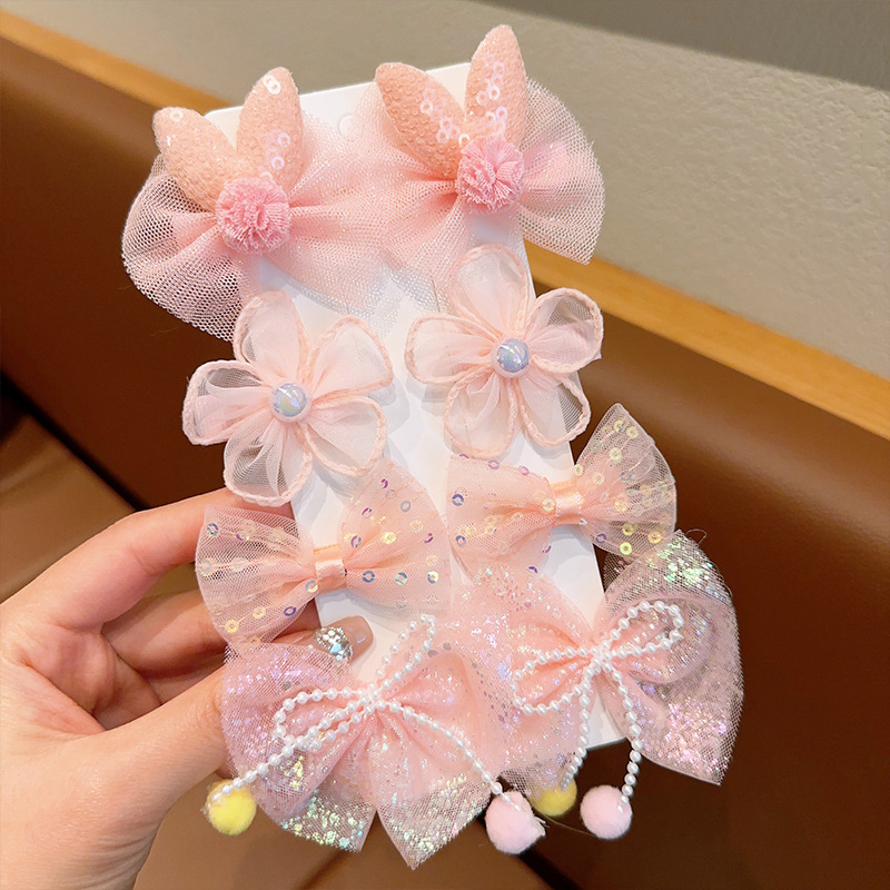 スーパーフェアリープリンセスリボンヘアピンセットベビーかわいい花ヘアバンド電子商取引生地子供用ヘアピン|undefined