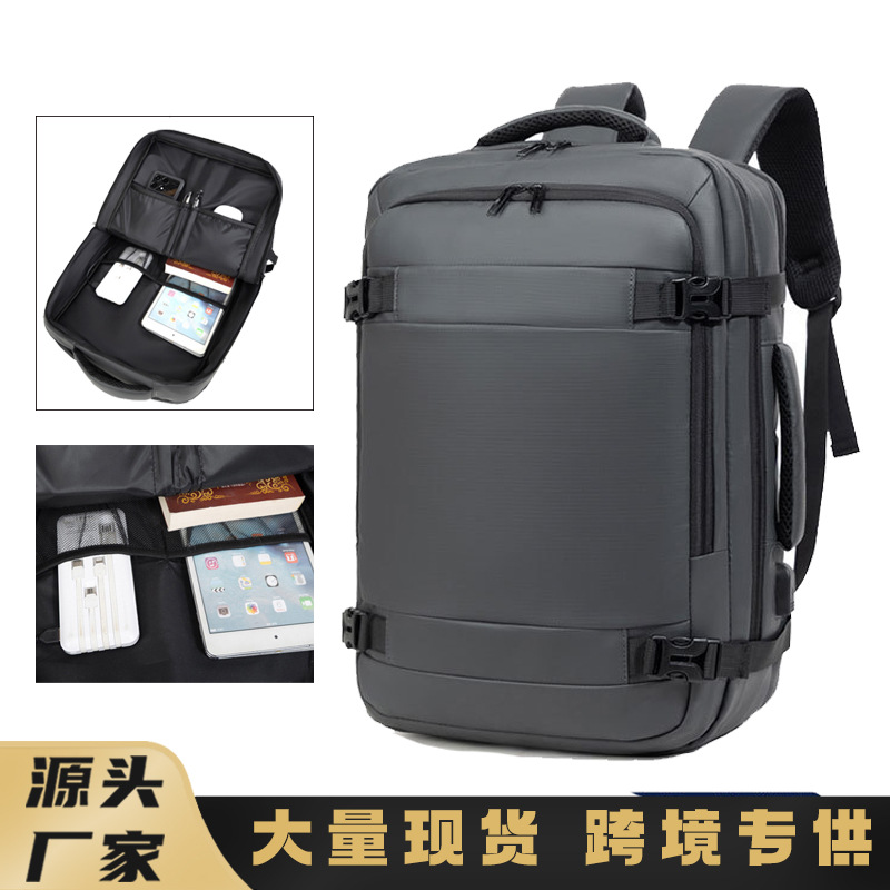 Otoño mochila de ocio de negocios de gran capacidad de color sólido USB anti-derramamiento bolsa de computadora colgar tirón bolsa de viaje de negocios