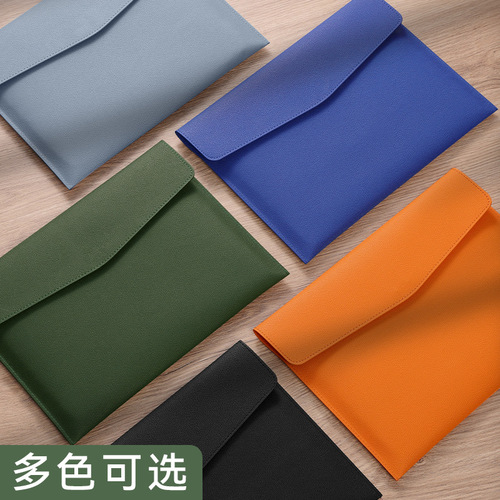 Cross-border exclusive supply leather document bag A4 paper file folder briefcase business document bag receipt storage bag