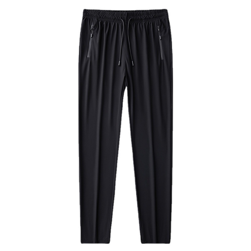 2025 verano pantalones deportivos de talla grande pantalones de hombre pantalones de aire acondicionado pantalones de seda de hielo de secado rápido pantalones de pierna recta gorda al por mayor