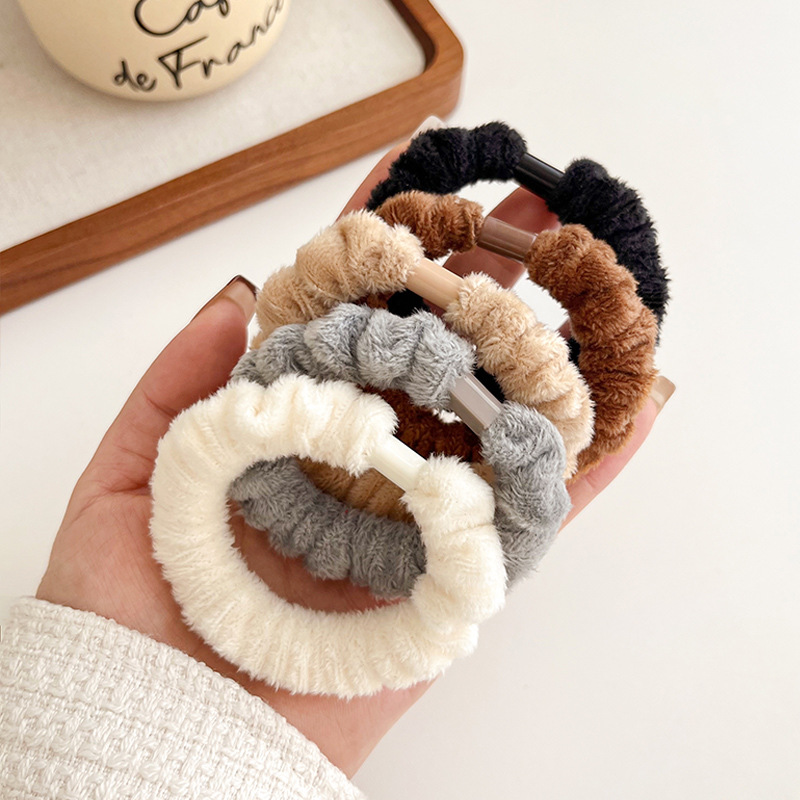 Otoño e Invierno anillo de intestino delgado elástico alto estilo coreano durable pelo no-daño felpa anillo de pelo simple Cola de Caballo cuerda de pelo cuerda de lazo de pelo femenino