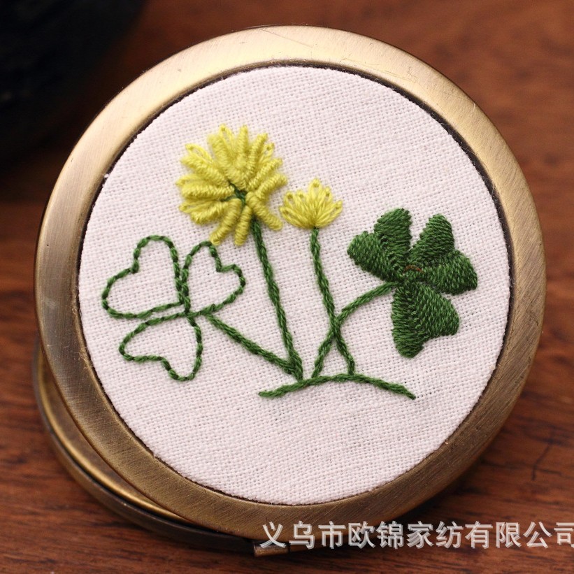 Oujin original hecho a mano tela/material paquete hecho a mano bordado espejo pequeño espejo DIY espejo cosmético