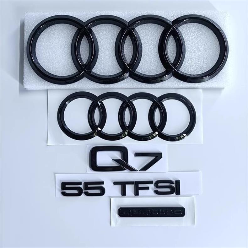 Audi Q5LQ7 modified black car emblem, 45 four-wheel drive, 55 TFSI engine, 2.0T and 3.0 engine options, rear four-ring lettering emblem set