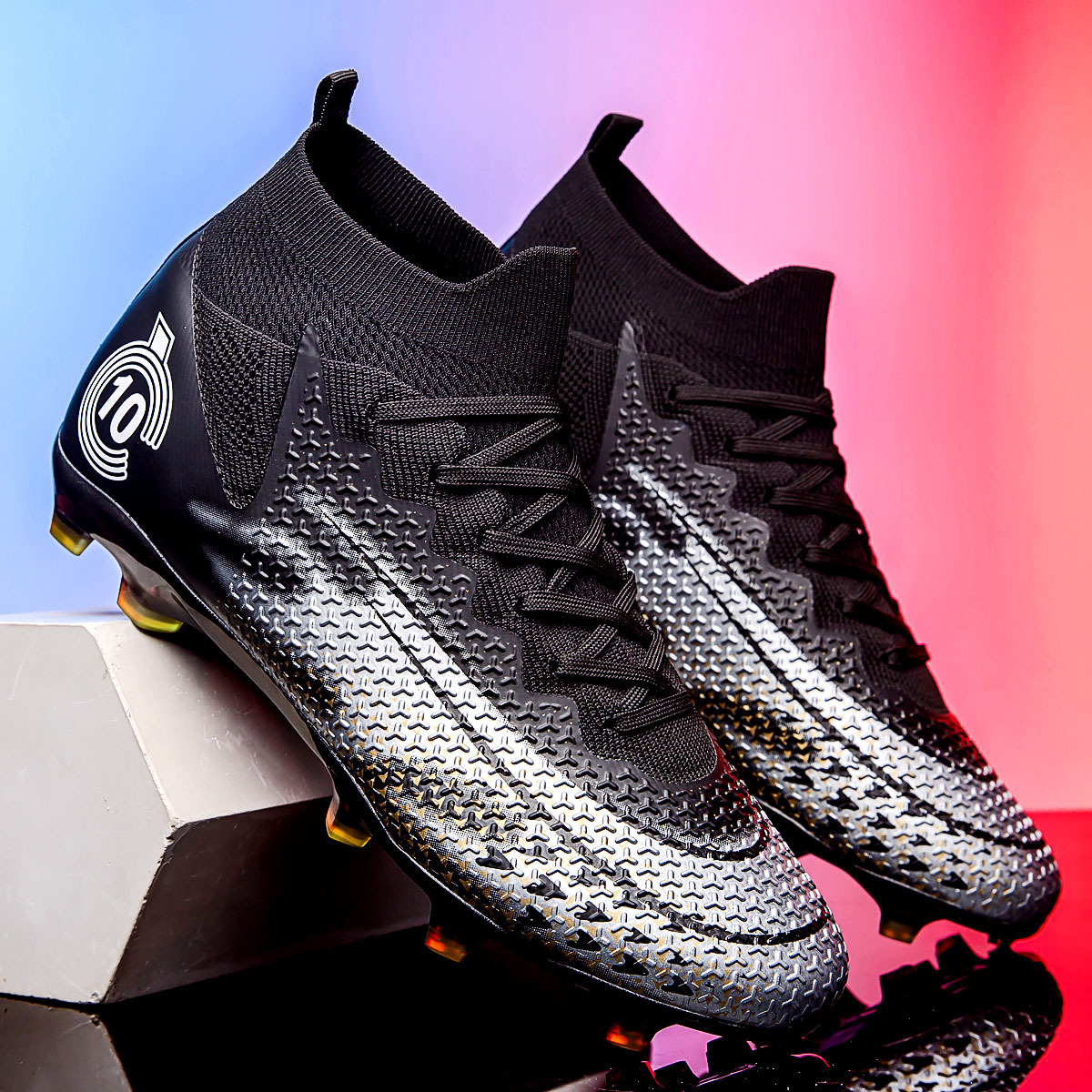 Football for men, high top broken professional competition training shoes, long nails, non slip adult and children's_voghion.com