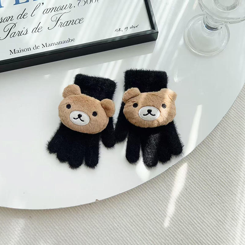 Guantes para niños de invierno niñas de peluche niños, niños y niñas, guantes de cinco dedos para estudiantes de escritura caliente a prueba de frío dibujos animados pueden