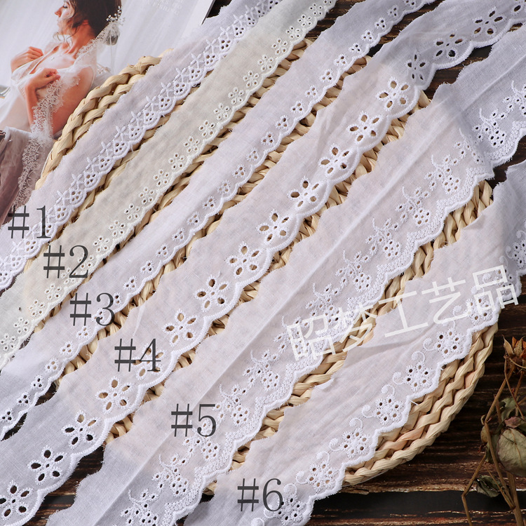批发棉布花边面料新款棉线刺绣镂空蕾丝绣花精美窗帘服装裙子辅料
