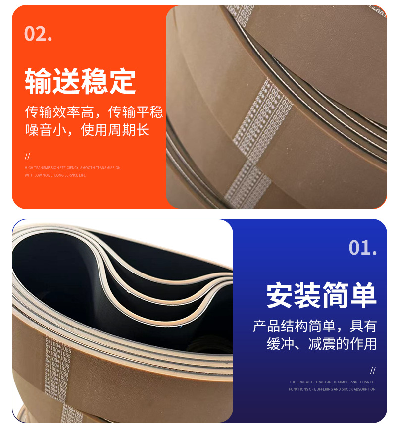 Oxford rubber flat belt, high-speed transmission belt, wear-resistant flat belt, industrial rubber synchronous belt
