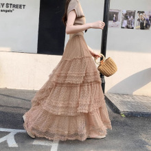 大摆提花爱心网纱半身裙大码女2025新款纱裙蓬蓬裙子仙女蛋糕长裙