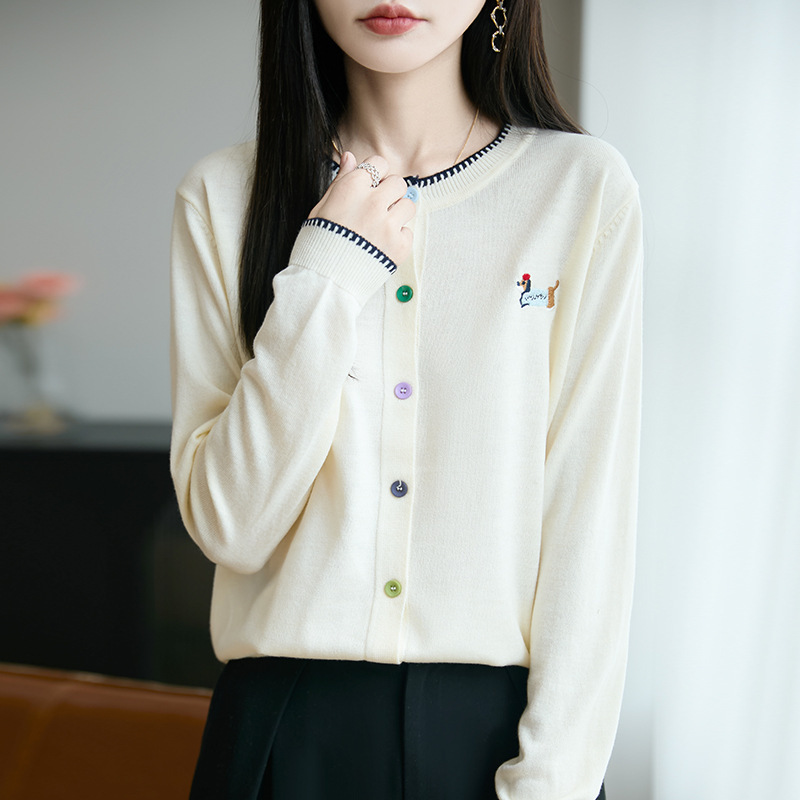 圆领针织开衫女宽松外搭2025年秋季新款洋气时尚百搭毛衣外套上衣|undefined