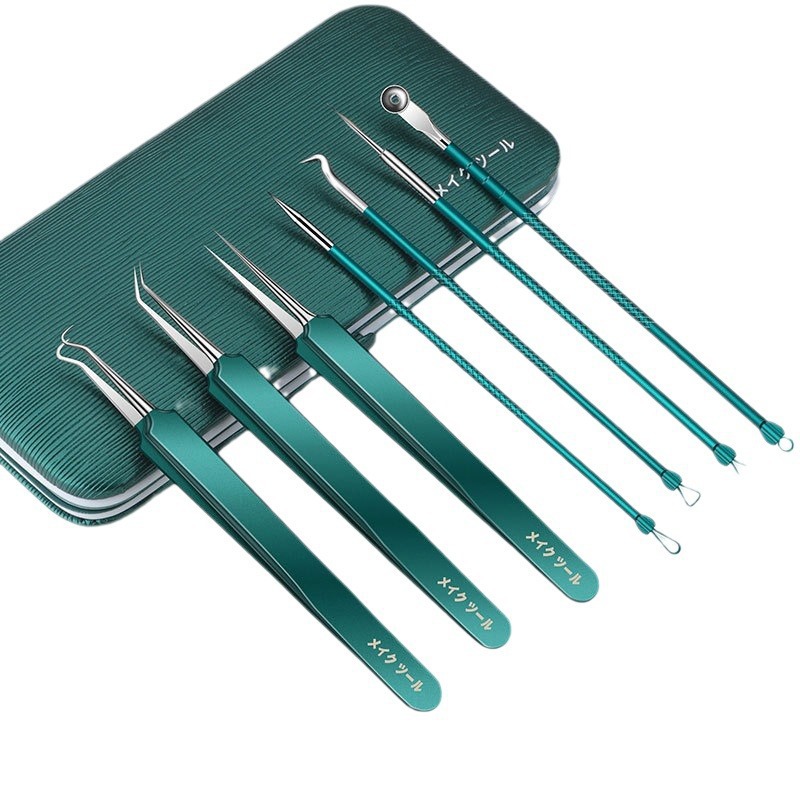 Pinzas en polvo ultrafino, salón de belleza para eliminar las células negras, herramientas de clip de belleza, pinzas de acné, aguja de punción, acné