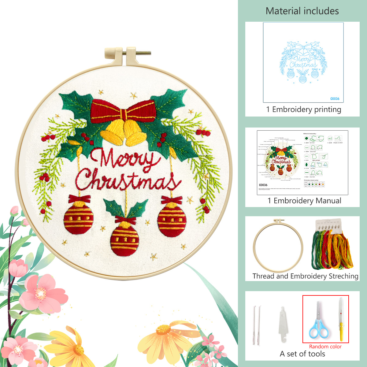 Frutas rojas campana - tela de aguja + 20CM de aguja