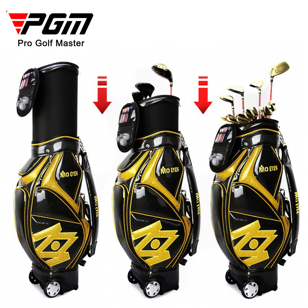 Túi đựng gậy golf PGM dạng ống kính thiên văn chống nước, cao 126 cm — Túi Kính thiên văn QB058MO EYES màu đỏ đen, QB058MO EYES Túi Kính thiên văn màu đen vàng