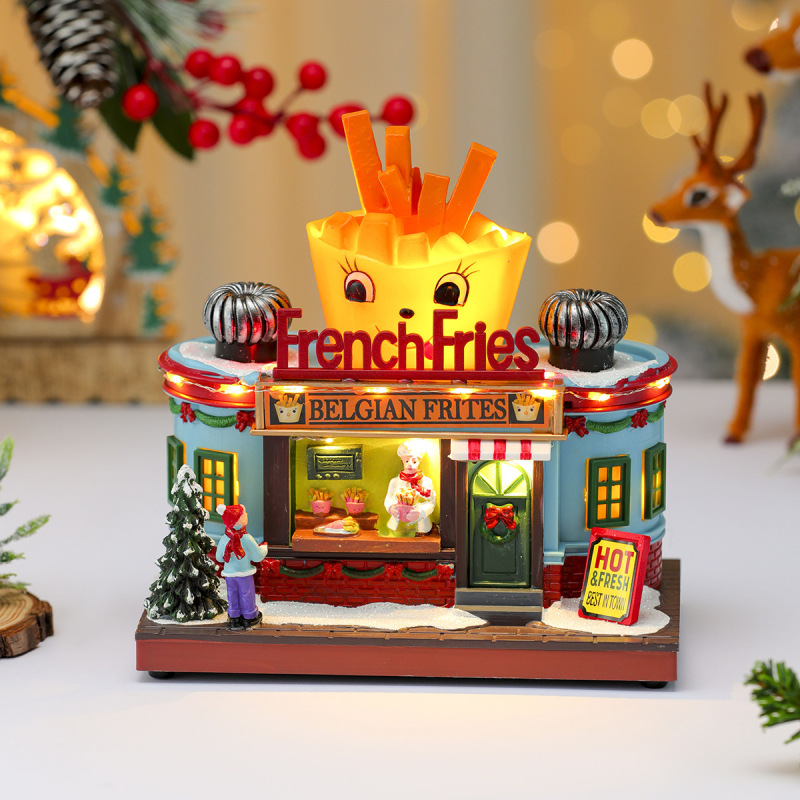 クリスマスクリエイティブ回転発光オルゴール装飾キッチンカフェ子供用ままごとオルゴールギフト|undefined