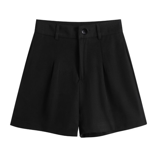 Women's Summer High-Waisted Black A-Line Outerwear Loose Wide Leg Pants for Plus Size