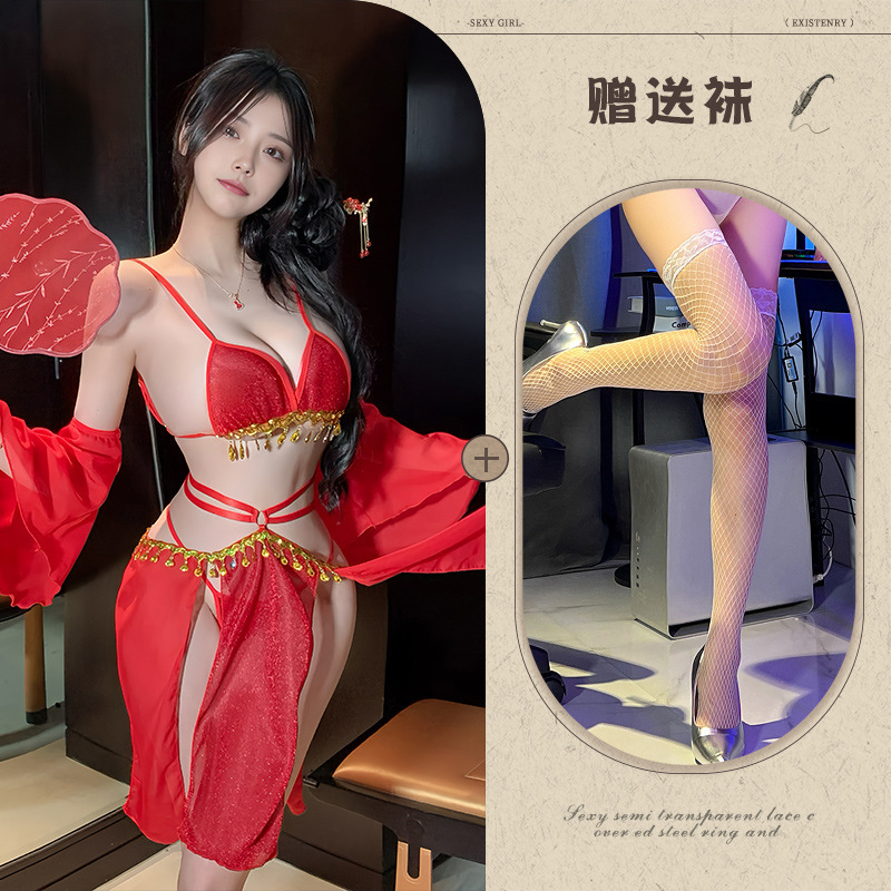 빨간색 + 흰색 망사 스타킹