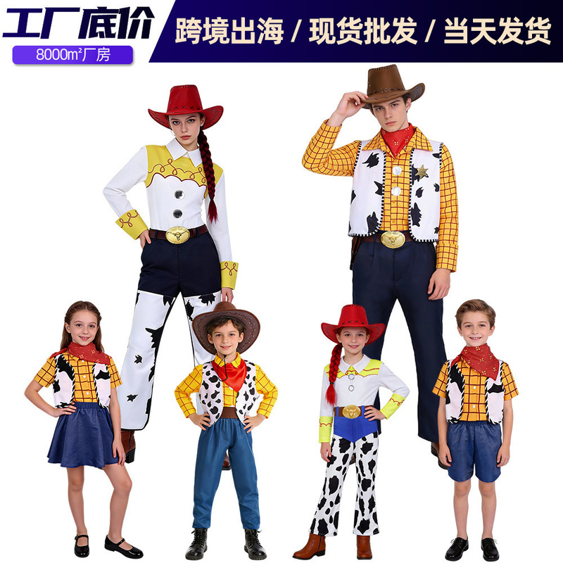 Toy Story Family Cosplay Costumes Woody and Jessie Cowboy Outfits for Children and Adults Halloween Role-Playing Costumes Toy Story Family Cosplay Costumes Woody and Jessie Cowboy Outfits for Children and Adults Halloween Role-Playing Costumes