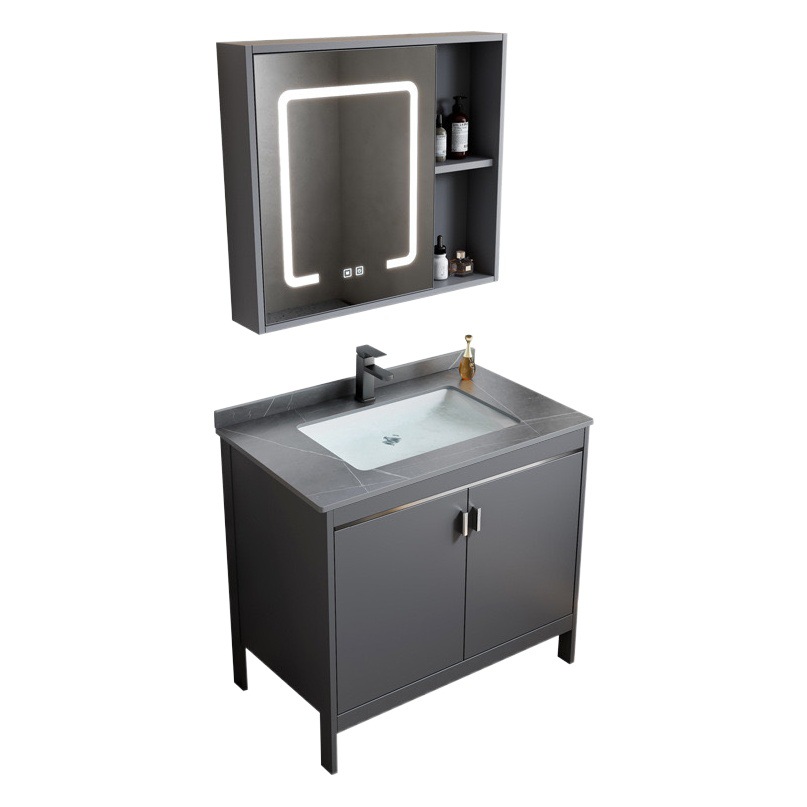 Mueble de baño de aluminio de espacio de roca, baño combinado, lavabo de lavado de cara transfronterizo, lavabo de un solo apartamento, lavabo de una pieza