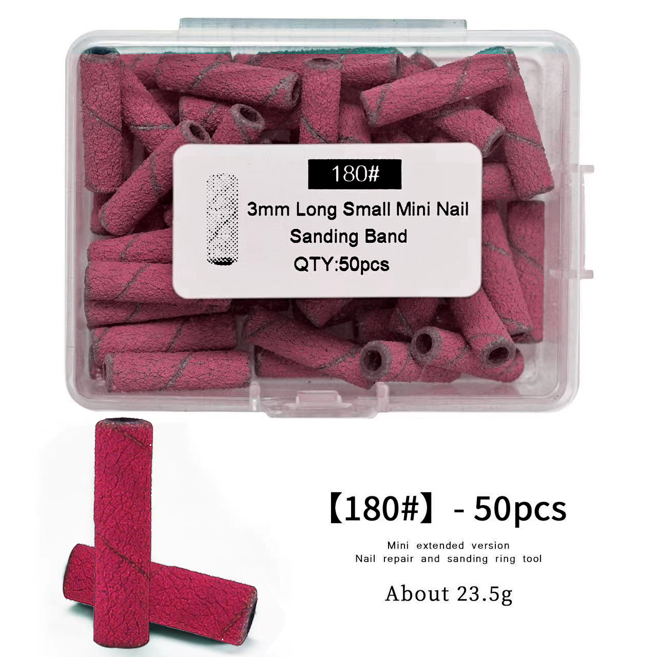 Unidad de arena de uñas de 20 mm alargada multiespecificación especial en caja y bolsa pequeña unidad de arena de uñas