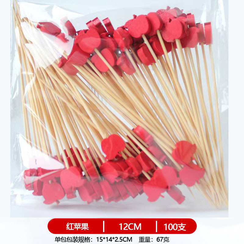 12CM un solo uso de frutas de bambú marca de cóctel creativa marca de frutas de bocadillos KTV arte marca de dientes fabricantes