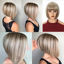 欧美真人发假发无蕾丝全头套波波BOB头套跨境机制短款厂家现货