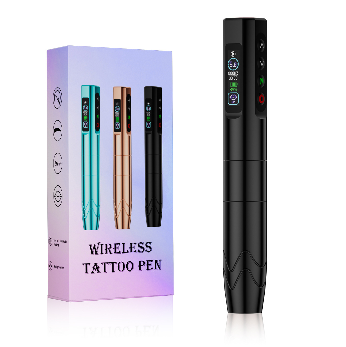 Máquina de Tatuaje Inalámbrica Multimodo de Doble Batería para Cejas, Labios y Delineador de Ojos, Juego Completo de Herramientas para Tatuajes Pequeños Todo en Uno
