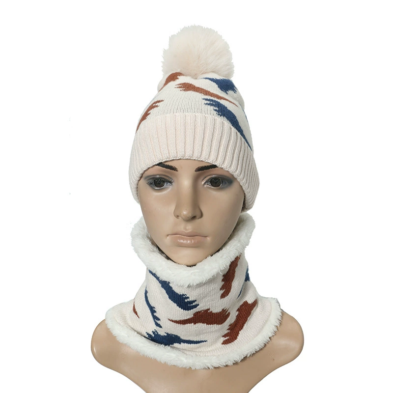 Winter kids' hat & scarf set with a cute dinosaur in Grey, Blue, White, Hidden Green