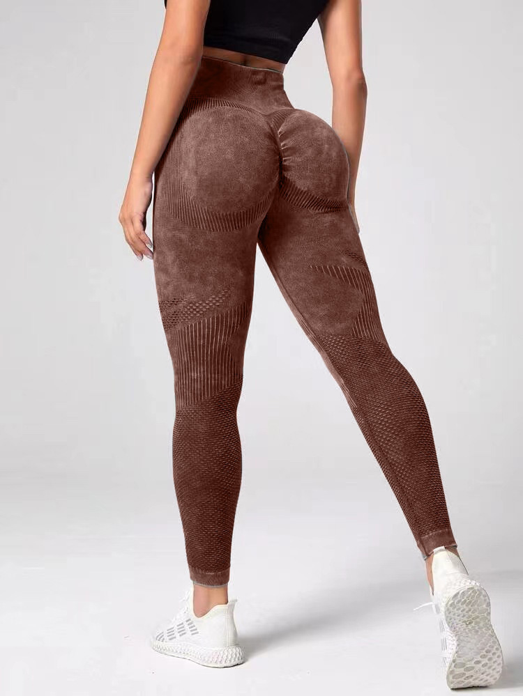 Hueco sin peldaño vestido de cintura alta mel桃 hips mujer lavado esmerizado pantalones deportivos ajustados nuevos pantalones de gimnasio de caderas