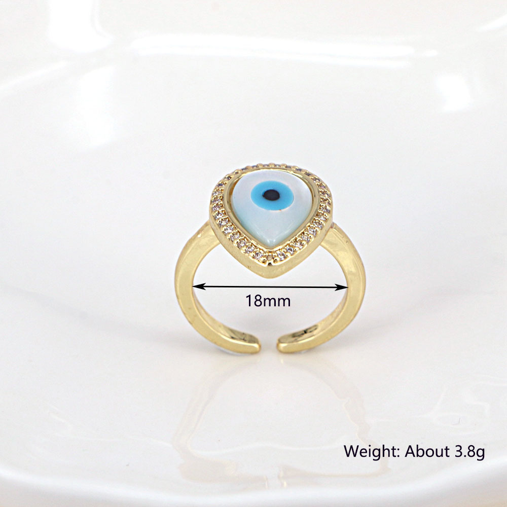 Europäischer Und Amerikanischer Schmuck Herzförmige Geometrische Muschel Auge Kupfer Ring display picture 1