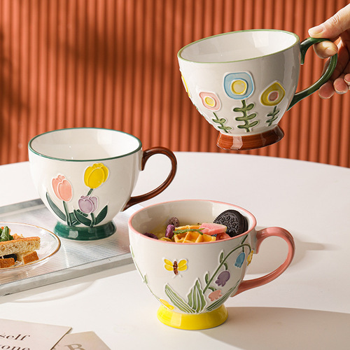 Ceramic High-Quality Aesthetic Cups Household Large Capacity Coffee Cups Mugs Internet Famous Water Cups Oat Breakfast Cups Milk Cups