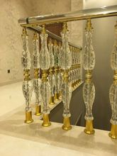 刻花欧式水晶楼梯立柱水晶楼梯扶手水晶栏杆穿孔水晶立柱非亚