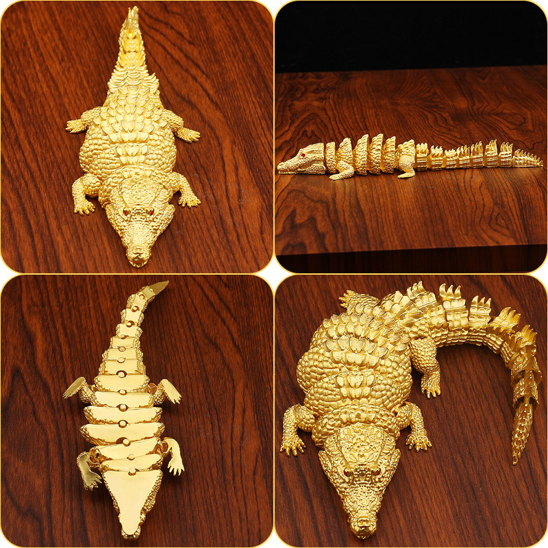 모래 금 손잡이 악어 가동 조인트 티 시트 장식 크리에이티브 악어 놀이 공예 금속 장신구