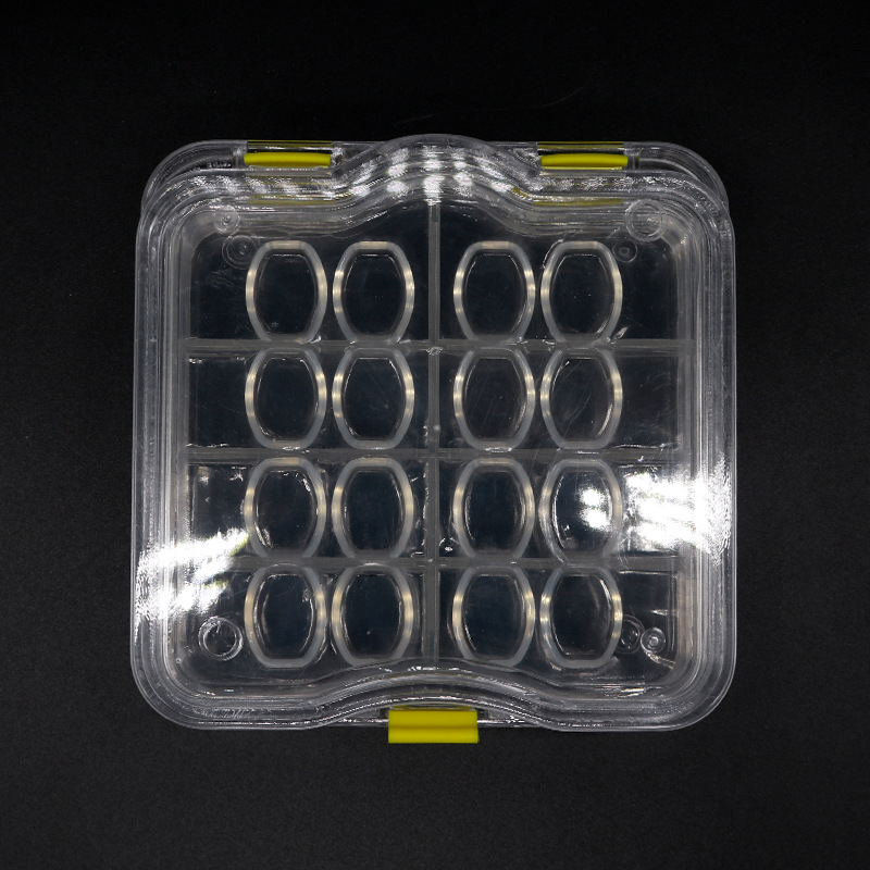 Caja de almacenamiento de dentaduras postizas Caja de chapa pequeña Caja de película de dentaduras postizas de una sola pieza Caja de dientes 2 cuadrículas 6 cuadrículas 16 cuadrículas Caja de chapa Caja de transporte