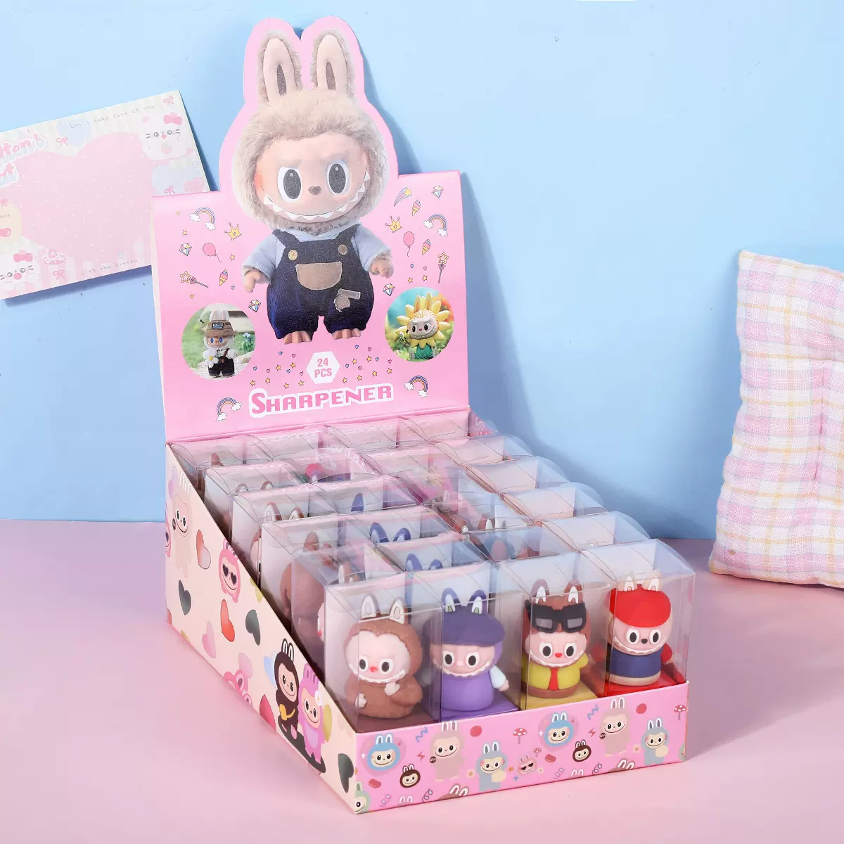 跨境卡通拉布布学生可爱卷笔刀新卡通软胶铅笔刀便携式手动削笔刀