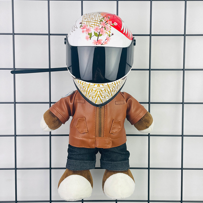 Coche eléctrico colgante oso muñeca casco cuero juguete coche tronco montar decoración 4S reparación tienda locomotora muñeca