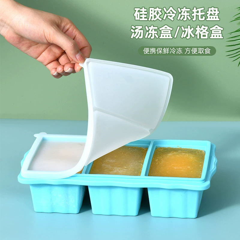 Большая силиконовая форма для льда, пищевая, 4 длинные полосы с крышкой, герметичная, квадратная форма для больших кубиков льда.