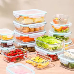 Caja de almacenamiento de alimentos refrigerados especial para refrigerador, caja de almuerzo de vidrio con cubierta, caja de sellado de frutas y verduras rectangular