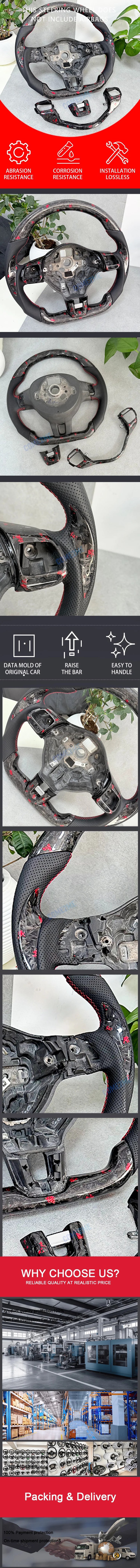 Suitable for Volkswagen Golf 6 MK6 GTI R Scirocco Polo models, red forged carbon fiber steering wheel