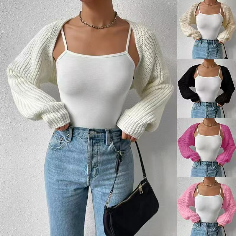 Cross-Border European and American Foreign Trade Sexy Knitwear 2026 Summer New European Style Loose Short Shawl Sexy Sweater for Women Cross-Border European and American Foreign Trade Sexy Knitwear 2026 Summer New European Style Loose Short Shawl Sexy Sweater for Women
