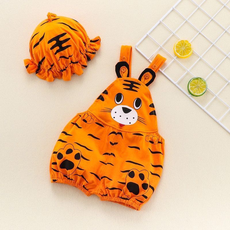 세트 여름 소년 소녀를위한 얇은 민소매 반바지 모자  민소매 바지 0-18 개월