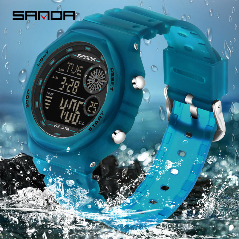 Sanda SANDA reloj electrónico deportivo al aire libre impermeable luz nocturna reloj de despertador de estudiantes de secundaria