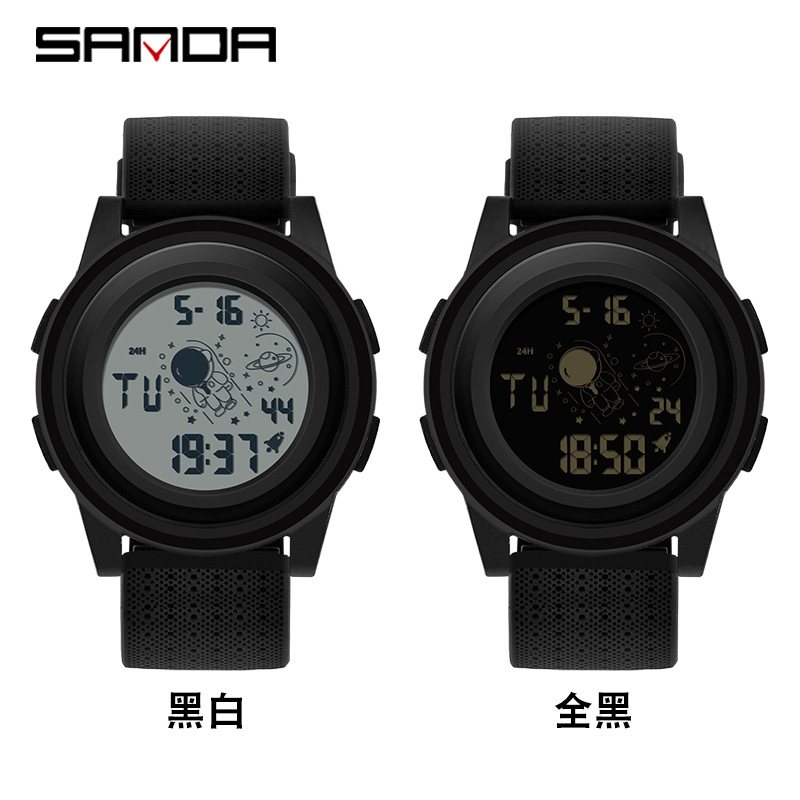 Sanda Student Watch Dynamic Astro Single Display Movement Electronic Watch Men's and Women's Fashion Trend Waterproof Watch Wholesale